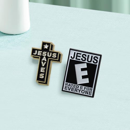 2pcs Jesus Cross Pin,Hat Jacket Enamel Pins Jesus Pins for Backpacks Jesus Saves Lapel Pin i Love Christian Pins for Backpacks Decoration Cross Brooch For Women