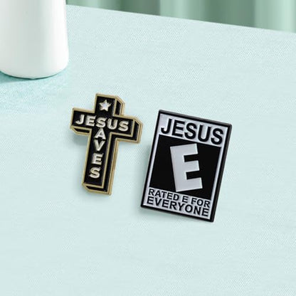 2pcs Jesus Cross Pin,Hat Jacket Enamel Pins Jesus Pins for Backpacks Jesus Saves Lapel Pin i Love Christian Pins for Backpacks Decoration Cross Brooch For Women