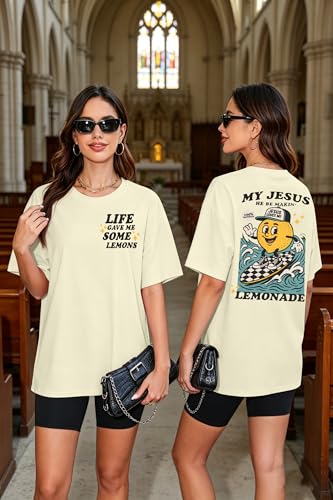 Rooted in Christ Shirt Christian Shirts for Women Jesus Oversized Tshirt - color: Beige Jesus, size: X-Large