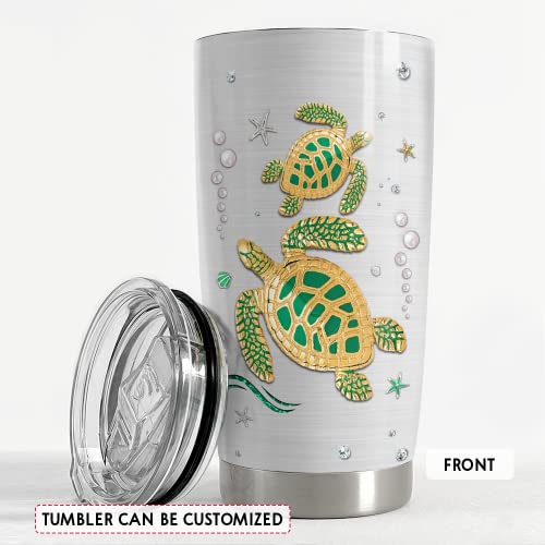 SANDJEST Personalized Sea Turtle Tumbler Jewelry Drawing Turtle 20oz 30oz Tumblers with Lid Gift for Daughter Women Sister Best Friend Christmas Birthday - color: Sea Turtles