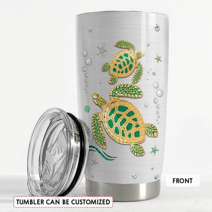 SANDJEST Personalized Sea Turtle Tumbler Jewelry Drawing Turtle 20oz 30oz Tumblers with Lid Gift for Daughter Women Sister Best Friend Christmas Birthday - color: Sea Turtles