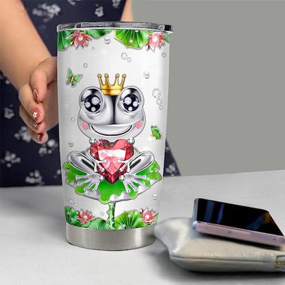 SANDJEST Frog Gifts for Women Girls Frog Tumbler 20oz Jewelry Drawings Stainless Steel Insulated Tumblers Coffee Travel Mug Cup Gift for Birthday Christmas - color: Frog