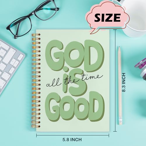 Yhtrg Green Preppy God Is Good Notebooks, Brown Christian Spiral Notebook Gift for Women, Bible Journaling Notebooks for Office School Supplies, 5.5x8.3 Inch - color: god11