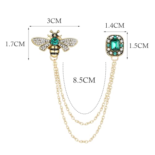 Enamel Brooch Pin For Women Men, Vintage American Flag Crystal Lapel Pin, Christmas Brooch Suit Dress Clips Accessory Gift - style: 3-Bee1