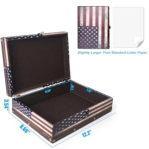 DreamsEden Wooden American Flag Storage Box,Memory Keepsake Box with Latch - color: US Flag