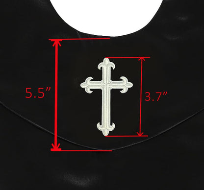 GradPlaza Unisex V Shape Church Choir Stole with Gold or White Embroidery Cross for Adults Church - color: Black, style: White Cross
