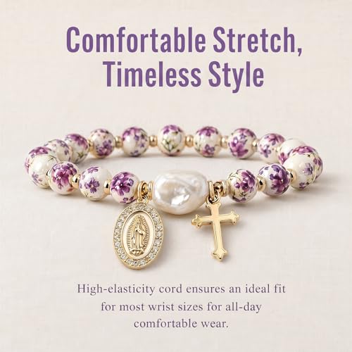 Holy Water Bracelet for Women,Religious Christian FaithJewelry - color: (purple3)