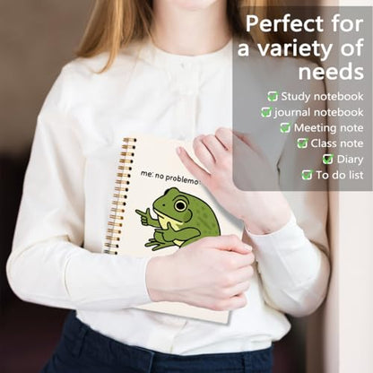 WXHUM Funny Frog Notebook Journal for Women Teen Girls, Cute Journaling Notebooks for Study Office Supplies, Frog Gifts for Women Kids Teen Girls, 5.5x8.3 - color: Frog