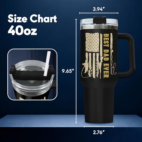 34HD Fishing Dad Best Daddy Ever Mom 40 oz Tumbler with Handle, Dad Gift - color: Best Dad Fishing