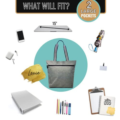 Brooke & Jess Designs Church Bags for Women - Bible Tote Bags for Women, Large Tote Bag for Womens with Zipper - color: Gray