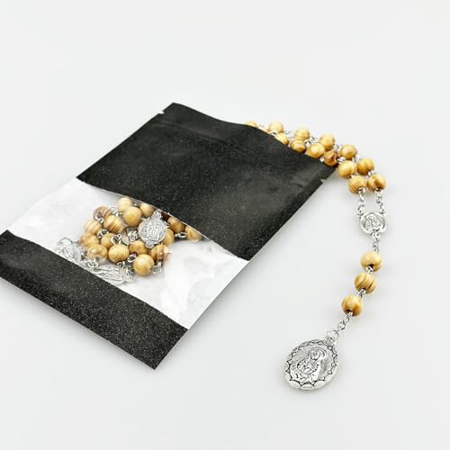Seven Sorrows of Mary Rosary Wooden Beads Catholic Jewelry Necklace for Pray - color: Primary color