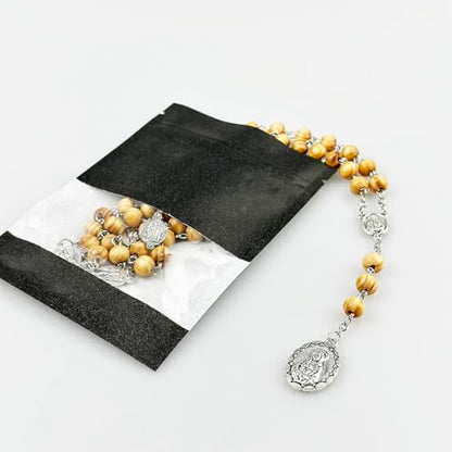 Seven Sorrows of Mary Rosary Wooden Beads Catholic Jewelry Necklace for Pray - color: Primary color