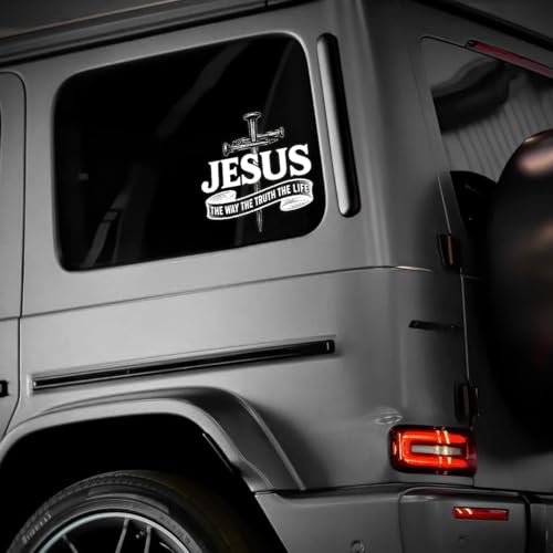Premium Jesus The Way The Truth The Life Car Decal – Christian Cross Sticker, Faith Vinyl Decal for Car, Truck, Laptop, Christian Gift Size 6x6 inches - size: Size 6x6 inches