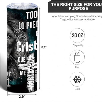 TUMBTU Spanish Christian Tumbler,Religious Tumbler for Men,Faith Lovers - color: Black