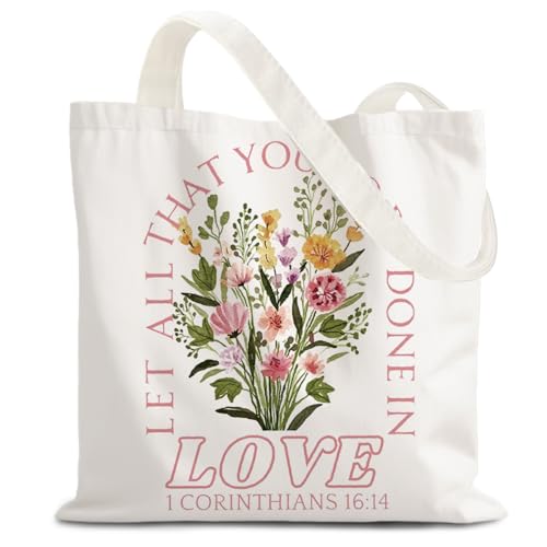 FBB Christian What's the Best that Could Happen Inspirational Tote Bag - color: Corinthians 16:14