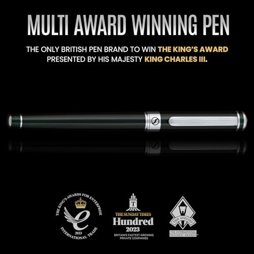 Scriveiner Black Green Rollerball Pen - Stunning Luxury Pen, Chrome Finish, Schmidt Ink Refill, Best Roller Ball Pen Gift Set for Men & Women, Professional, Executive Office - color: 15. Very Dark Black Green with Chrome