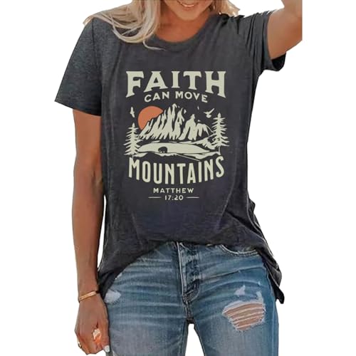 BLACKOO Women Graphic T-Shirts Cute Tees Summer Causal Tops - color: Dark Grey, size: Small