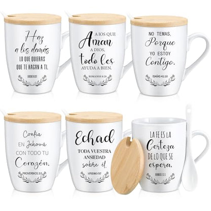 Patelai 6 Set Christian Gift for Women Men Bible Verse Mug, Spanish - style: Spanish