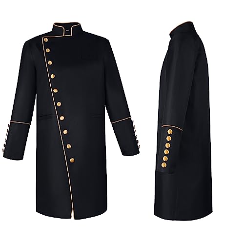 Men's Cassock Choir Short Cassock Minister Robe Clergy Pulpit Liturgical Church Top Coat - color: Gold, size: Large