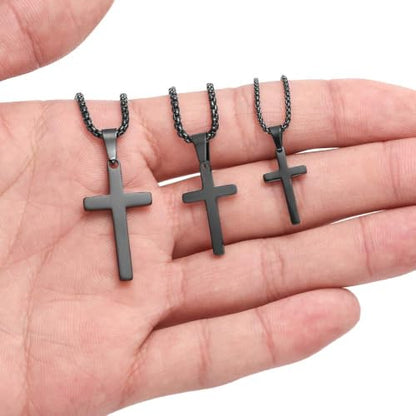 M MOOHAM Cross Necklace for Men, Stainless Steel Cross Chain - color: Black: Cross Pendant 1"*0.6"