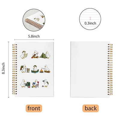 VNWEK Camping Goose Spiral Notebook Journal 5.5x8.3 Inch, Gifts for Camping Lovers Campers Journal, Funny Lake Adventure Campfire Goose Lined Hardcover Spiral Notebook - color: Camping Goose