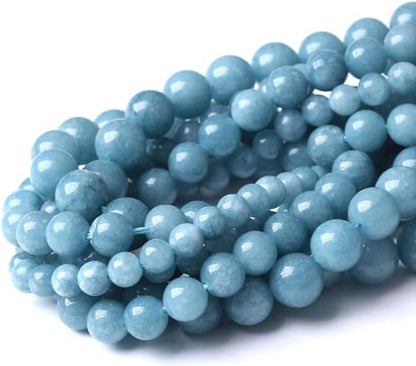 88PCS 4MM Blue Chalcedony Stone Beads Natural Gemstone Bead Crystal Healing Energy Jewelry Making DIY 20 inches - color: Blue Chalcedony, size: 4MM