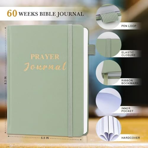 Prayer Journal for Women - 60 Weeks Bible Journal with Prompts, Verse - color: Green