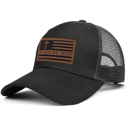 Christian Jesus Cross Hat American Flag Adjustable Faith Baseball Cap - Ideal Religious Gifts for Birthdays, Father's Day - color: Black