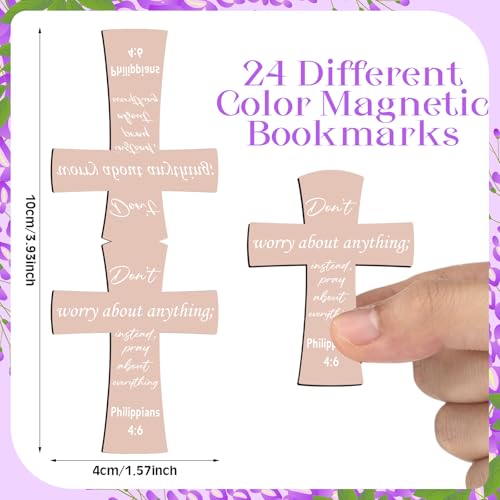 48 Pcs Magnetic Cross Bookmarks Bulk, Solid Color - style: Solid Color