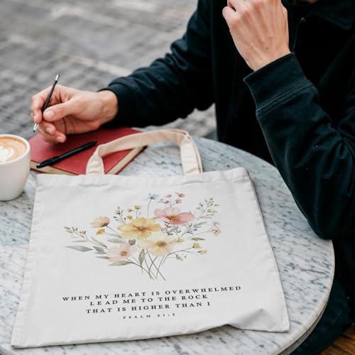 FBB Christian What's the Best that Could Happen Inspirational Tote Bag - color: Psalm 61:2 - Yellow