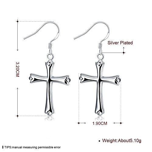 Light Weight Cross Drop Dangle Earrings Sterling Silver Plated Fashion Earring Dangles for Women
