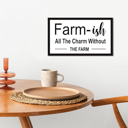 Farm-ish Sign Wooden Box Desk Decor,Rustic Farmhouse Home Wood Block Sign for Home Living Room Wall Shelf Tabletop Decor 10'' x 6' - style: Farm-ish Sign