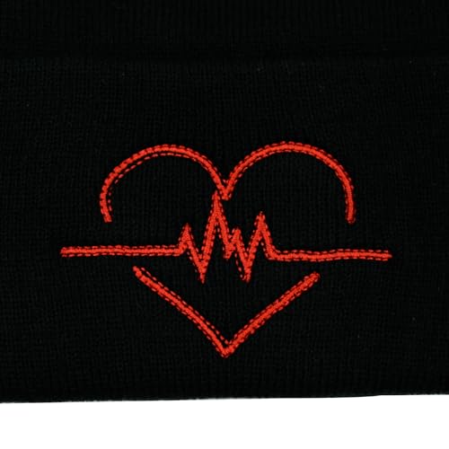 Cat Dad Beanie Hat Winter Cuffed Knit Hat Skull Watch Cap Embroidery Fisherman Beanies for Women Men Unisex - color: Heartbeat
