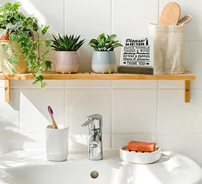 Farmhouse 'Do Not Flush' Plaque with Pawsome Kittens & Puppies on Wooden Stand - color: Bathroom01