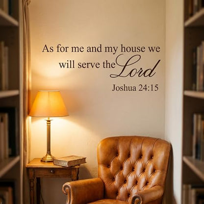 Picniva As for Me and My House Wall Decal 8x20 Christian Scripture Art - color: Black, size: 8'' X 20''