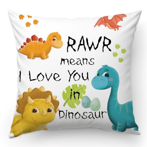KongMoTree Dinosaur Gift Dinosaur Couple Lover Gifts,Letters RAWR Means I Love You in Dinosaurs, Pillow Case for Sofa Bedroom,Home Decor Throw Pillow Cover 18x18 inch - color: I Love You