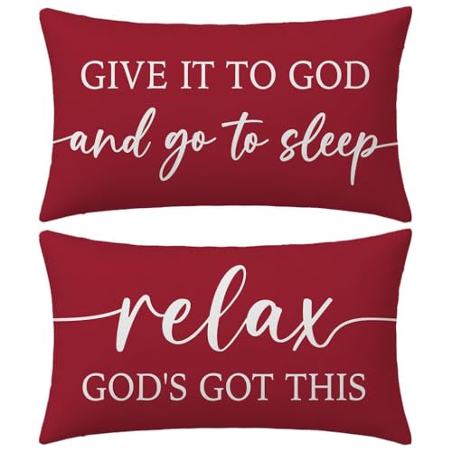 Decorative Throw Pillow Covers 12x20 Inch Set of 2 – Crimson Red - color: Crimson Red