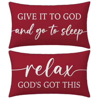 Decorative Throw Pillow Covers 12x20 Inch Set of 2 – Crimson Red - color: Crimson Red