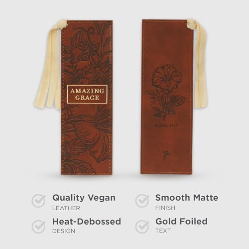 Christian Art Gifts Premium Faux Leather Bookmark for Women: Amazing Grace