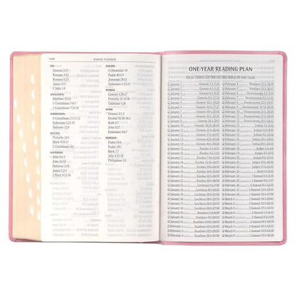 Personalized Pink KJV Bible, Custom Engraved Giant Print Holy Bible, Leathersoft, Red Letter, Thumb Index & Ribbon Marker - Add Any Text - Ideal Gift for Baptism, Confirmation, or Wedding