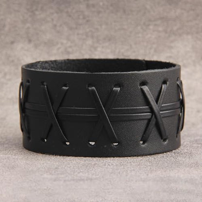GelConnie Leather Cuff Bracelet Punk Braided Bracelets Rock Leather Wristbands Faux Mens Leather Bracelet Gothic Viking Bangle Adjustable Wrap Bracelet for Women,Men - color: MLPB084-Black