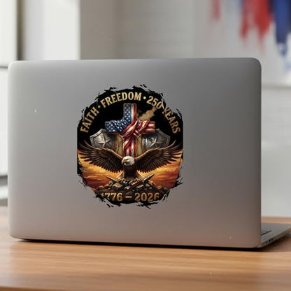 Faith Freedom Eagle Cross Patriotic Car Decal - color: Sticker Rocket Eagle