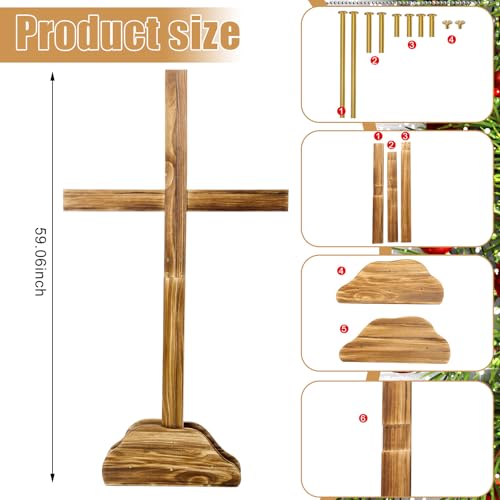 Lineshading Extra Large Christmas Wood Cross Standing Cross, 59 Inch - size: 36.2"L x 10.2"W