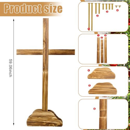 Lineshading Extra Large Christmas Wood Cross Standing Cross, 59 Inch - size: 36.2"L x 10.2"W