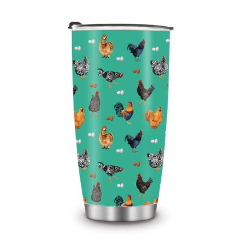 WIRESTER 20 OZ Stainless Steel Tumbler With Lid, Double Wall Vacuum Insulated Tumbler, Coffee Travel Mug Cup for Hot Cold Drinks - Chicken Pattern - color: Chicken Pattern