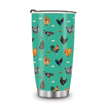 WIRESTER 20 OZ Stainless Steel Tumbler With Lid, Double Wall Vacuum Insulated Tumbler, Coffee Travel Mug Cup for Hot Cold Drinks - Chicken Pattern - color: Chicken Pattern
