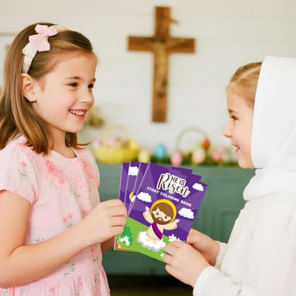 Bulk He is Risen Coloring Books,24Pcs Easter Story Drawing Booklet for Kids - style: Easter