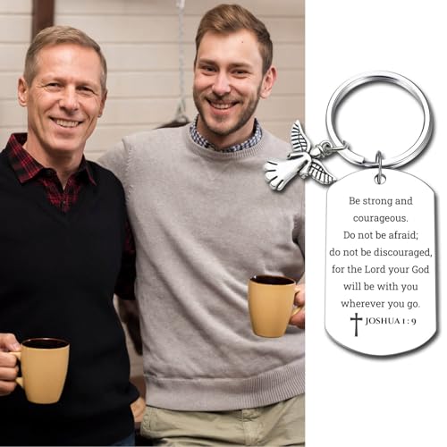 Inspirational Scripture Keychain with Angel Pendant - Bible Verse Key Chain Religious Gift for Christian - style: Joshua 1:9