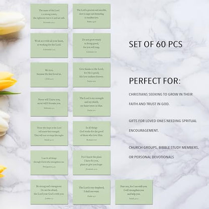 Bible Verse Cards, 60 Scripture Cards with Bible Verses - color: Sage Green