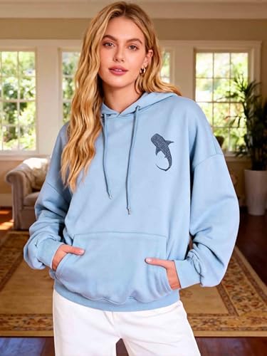 Whale Shark Hoodie Christian Hoodies for Women Men Shark Sweatshirt - color: Carolina Blue, size: Medium